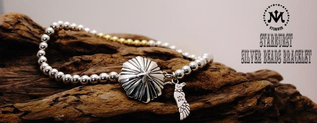 STARBURST  SILVER BEADS   BRACELET